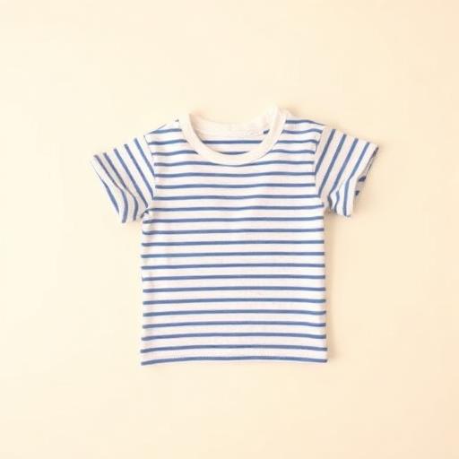 Camiseta infantil listrada azul e branca