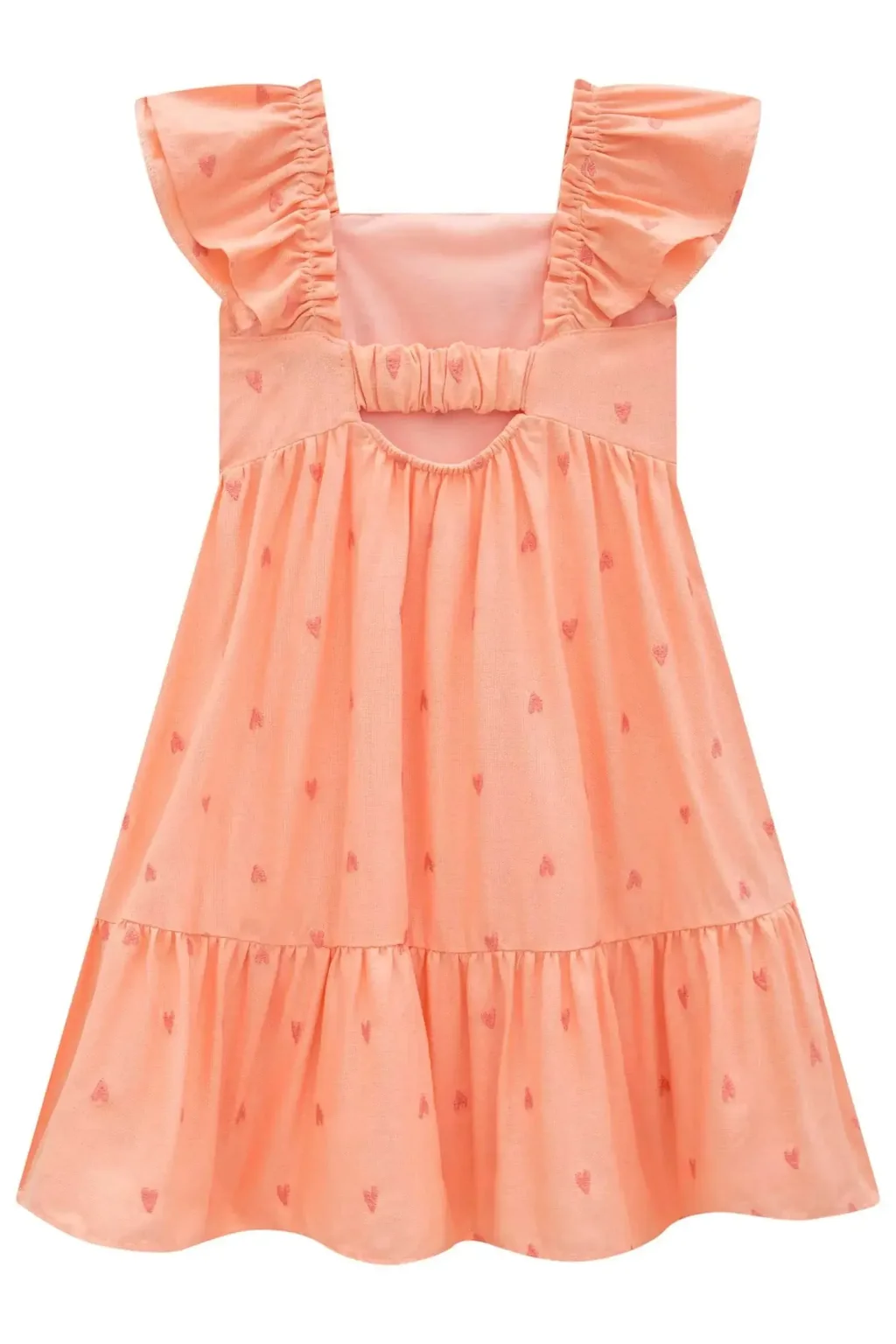 Vestido em Linho Bordado Corações 96650 Infanti Infantil Menina Pequenalau