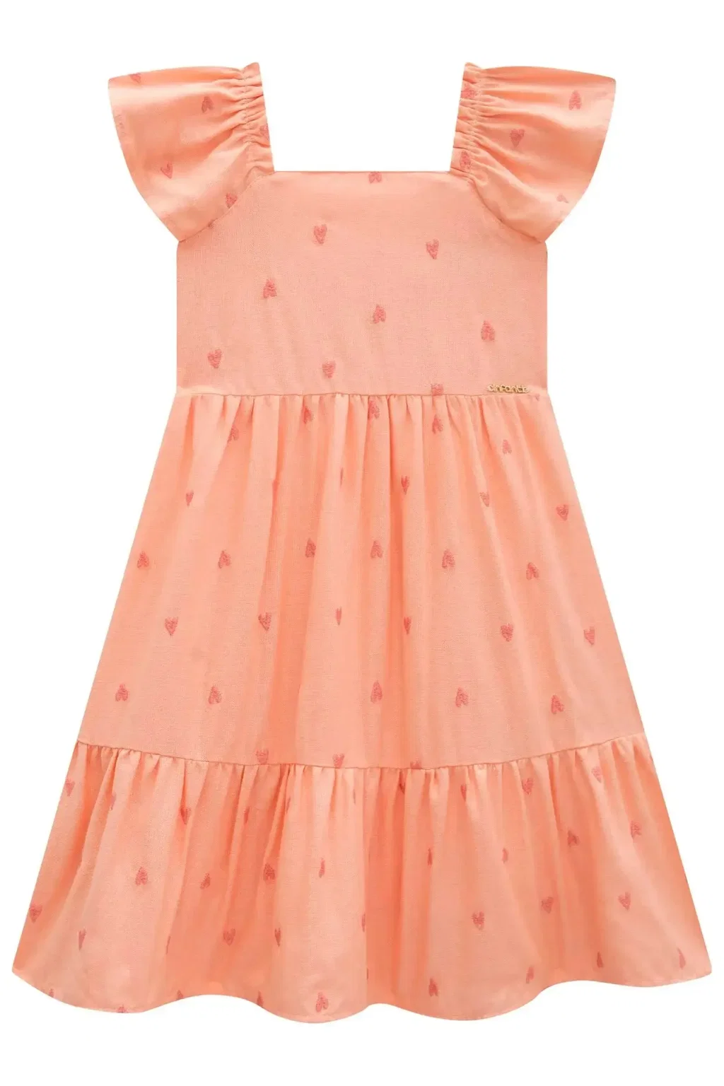 Vestido em Linho Bordado Corações 96650 Infanti Infantil Menina Pequenalau