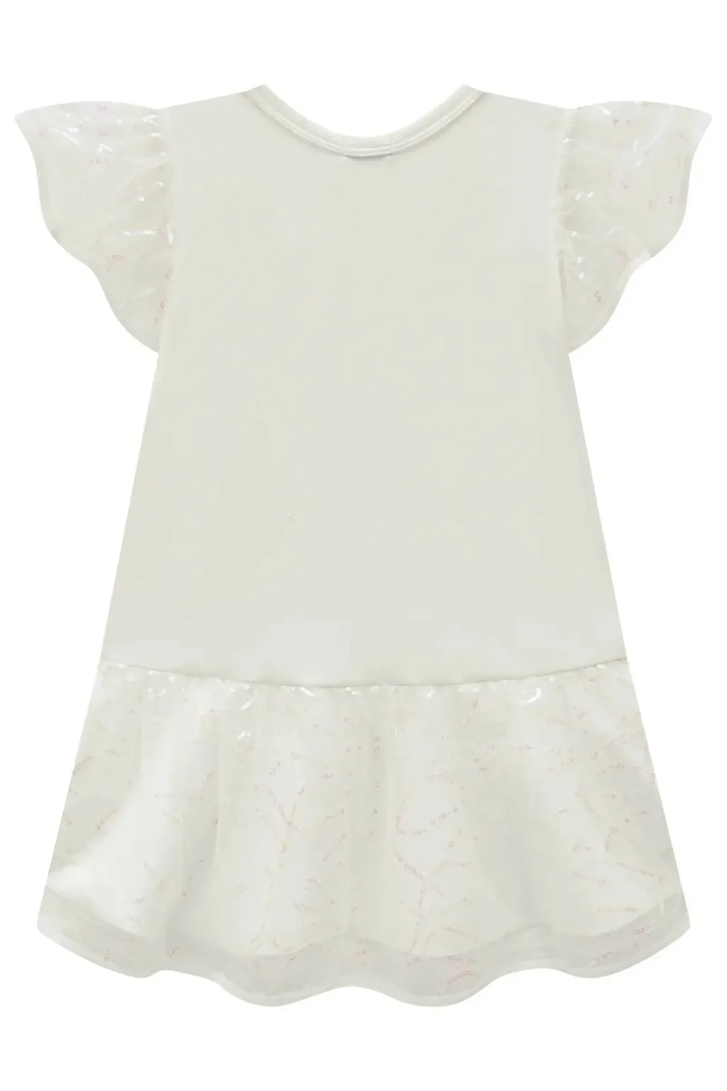Vestido em Fly Tech e Tule Paetê 95719 Infanti Infantil Menina Pequenalau