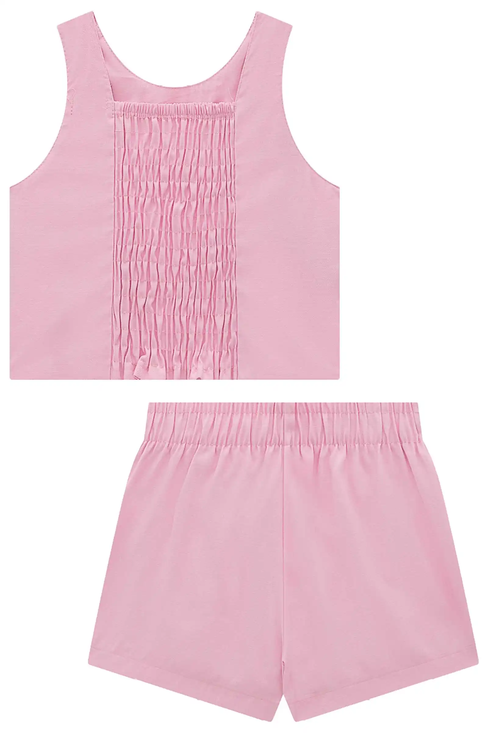 CONJUNTO SHORT E SAIA ALFAIATARIA ROSA Pequenalau