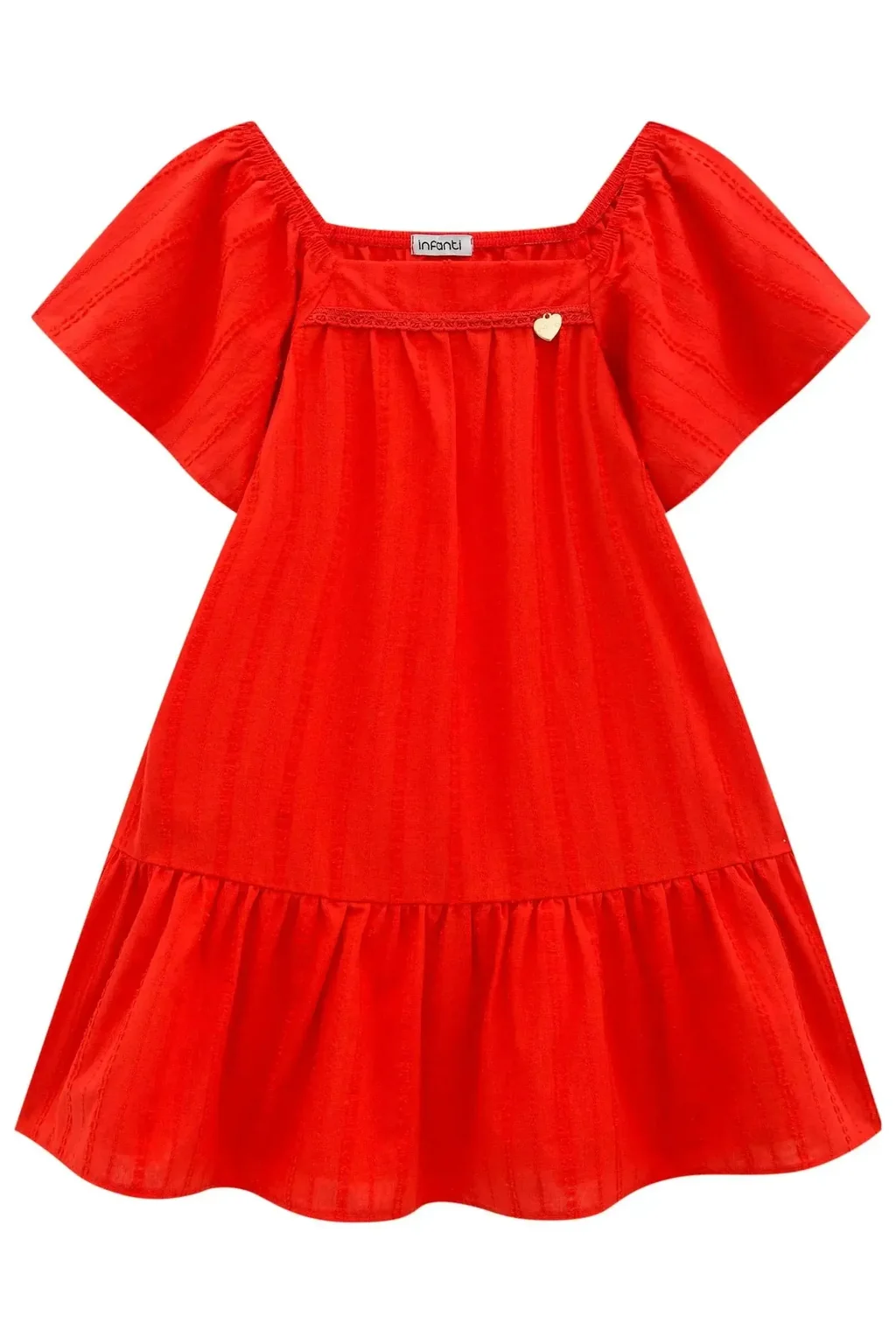 Vestido em Tricoline Texturizado 95745 Infanti Infantil Menina Pequenalau