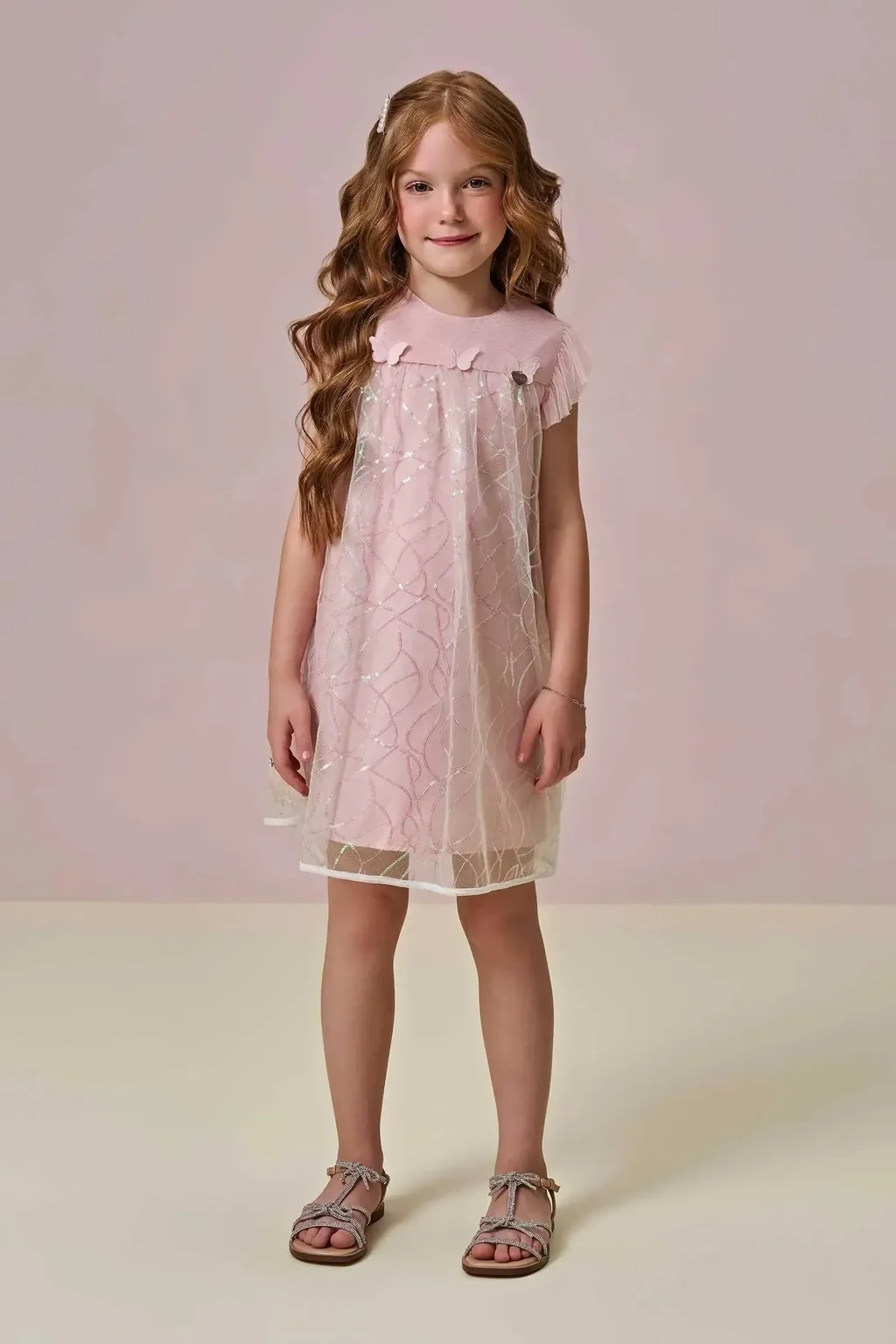 Vestido em Tule Paetê 95862 Infanti Pequenalau