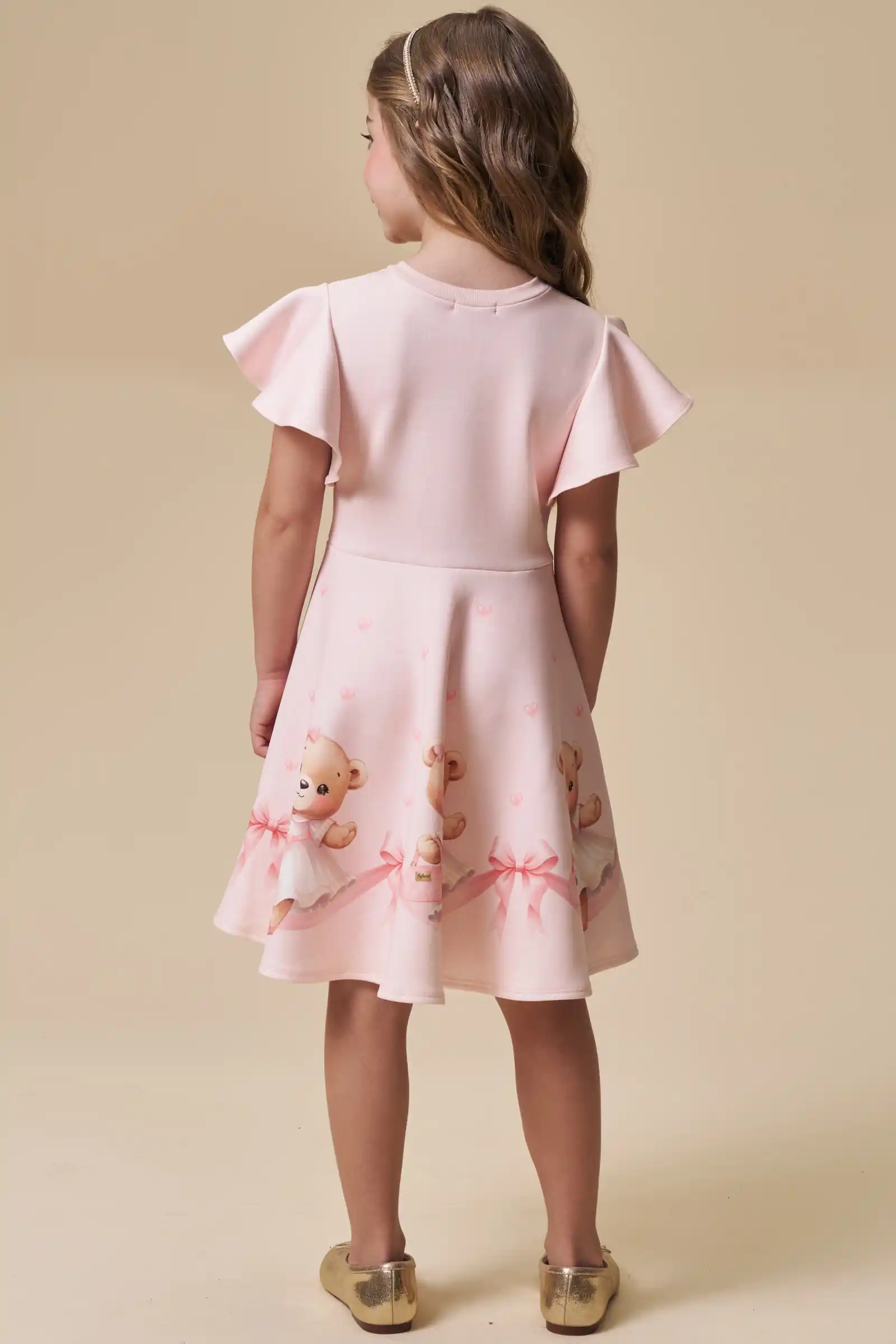VESTIDO ROSA COM URSINHO Pequenalau