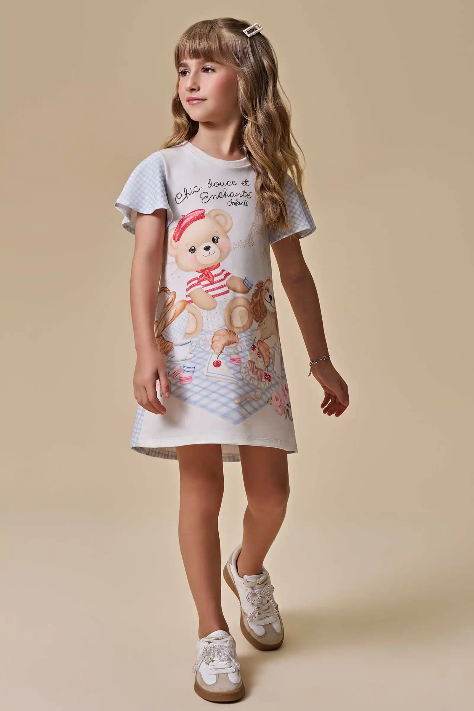 Vestido em Molecotton Ursinho Vermelho