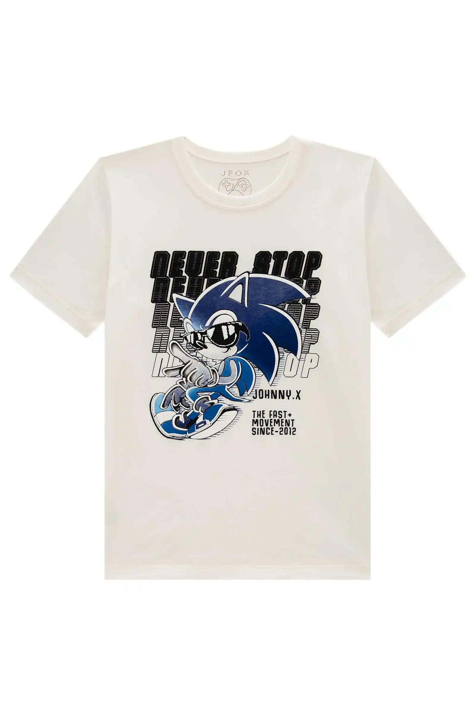 CAMISETA SONIC EM MEIA MALHA OFF WHITE Pequenalau