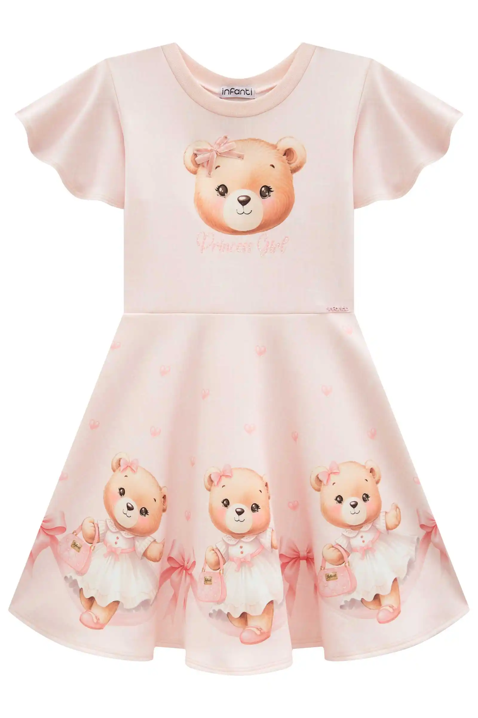 VESTIDO ROSA COM URSINHO Pequenalau