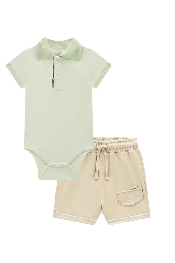 Body Polo Mc e Bermuda Verde Clean