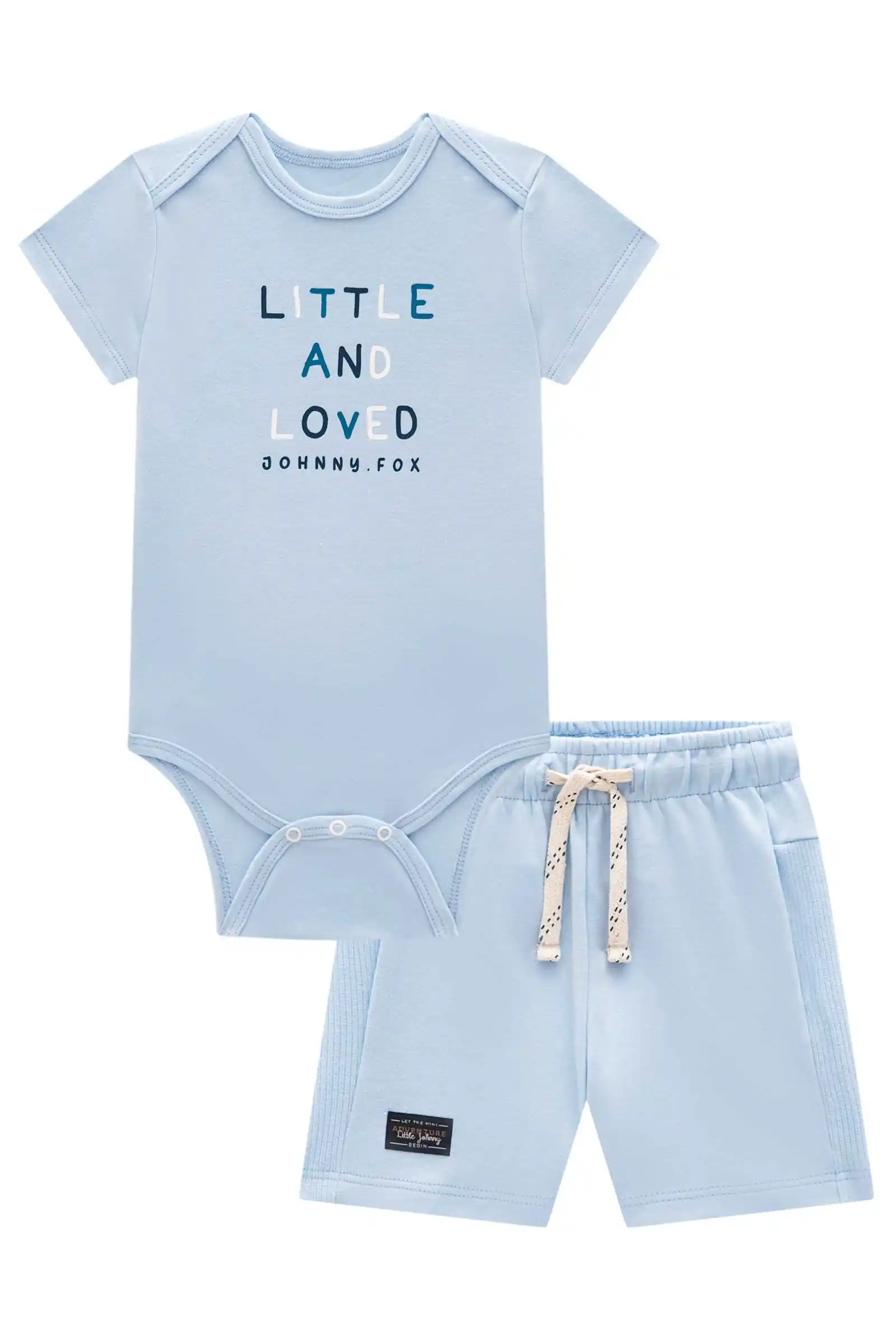 CONJUNTO DE BODY E BERMUDA EM SUEDINE AZUL MEDIO Pequenalau