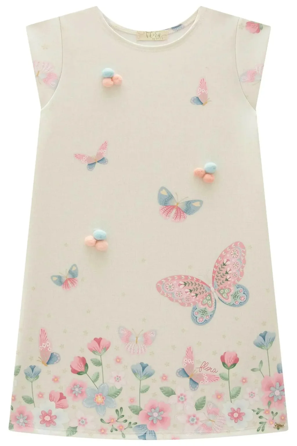 Vestido Borboletas em Fly Tech 93937 Infanti Pequenalau