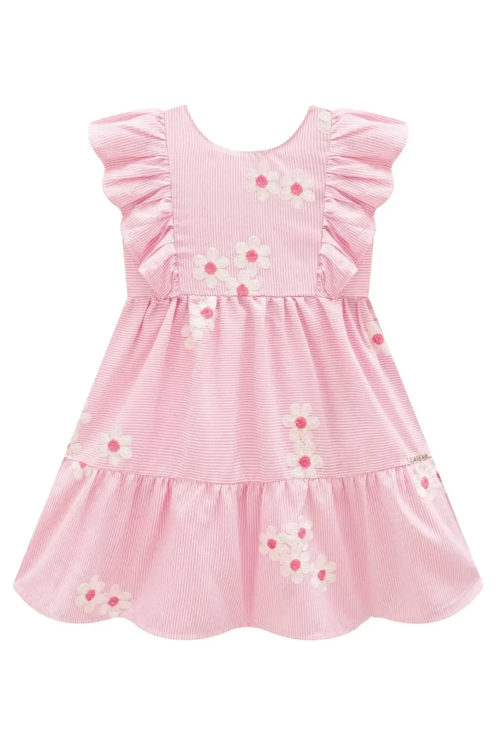 Vestido em Tricoline Bordado Flores 98389 Infanti Pequenalau