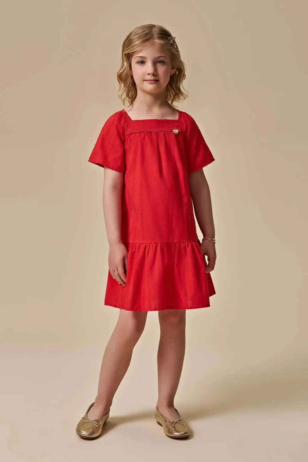Vestido em Tricoline Texturizado 95745 Infanti Infantil Menina Pequenalau
