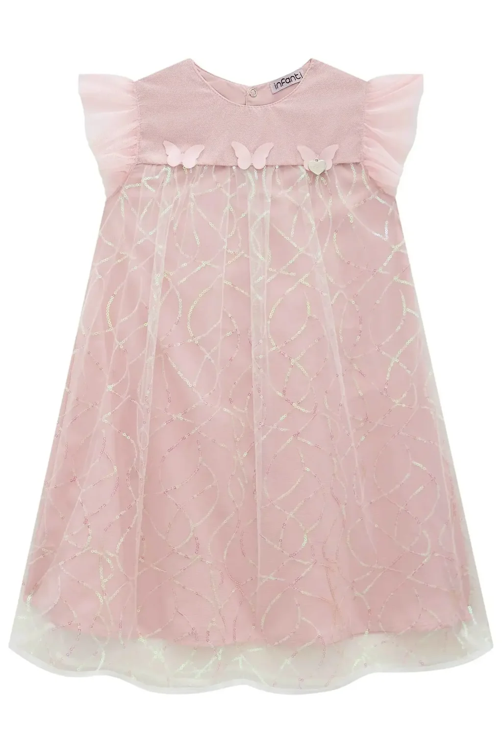 Vestido em Tule Paetê 95862 Infanti Pequenalau