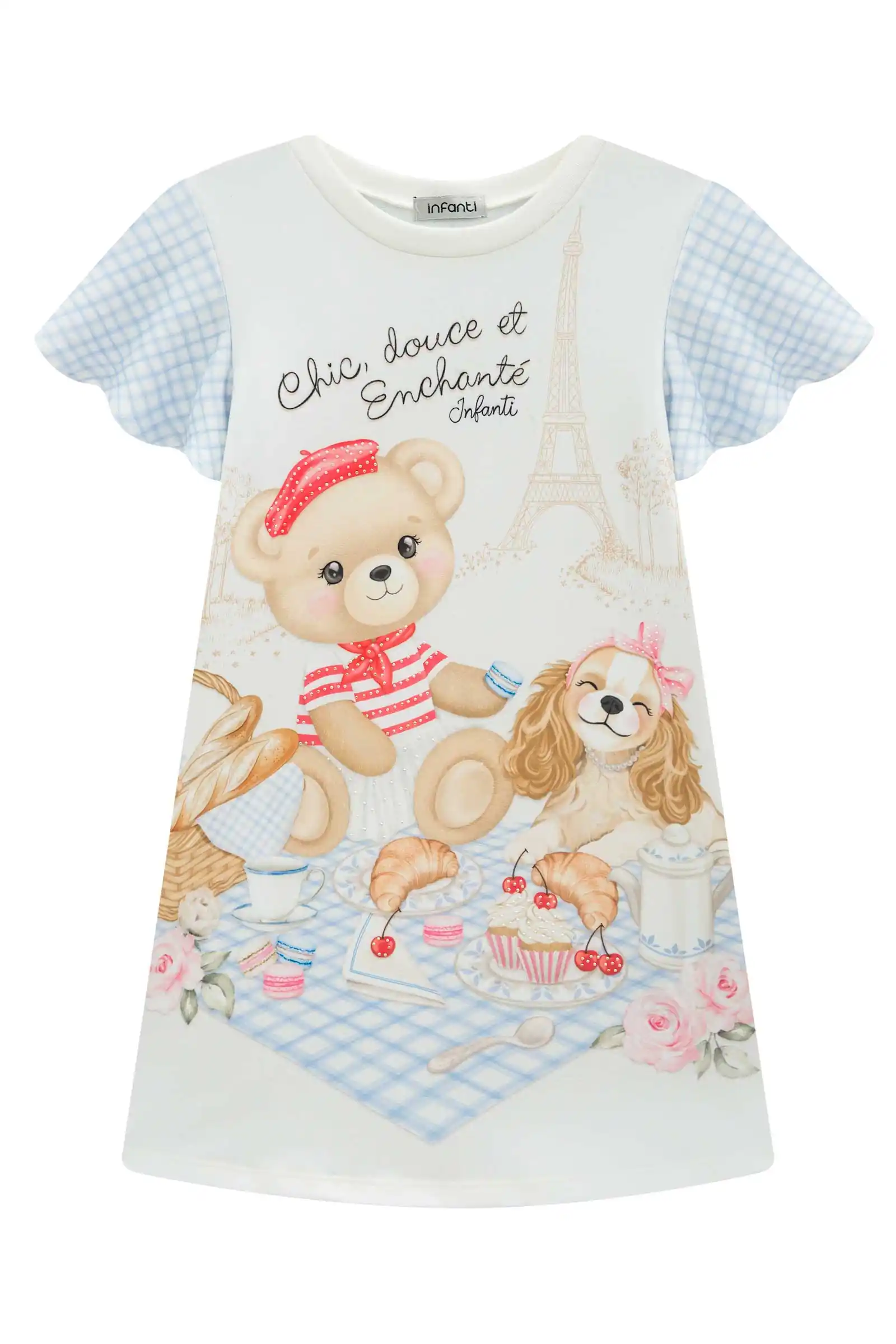 VESTIDO EM MOLECOTTON URSINHO VERMELHO Pequenalau