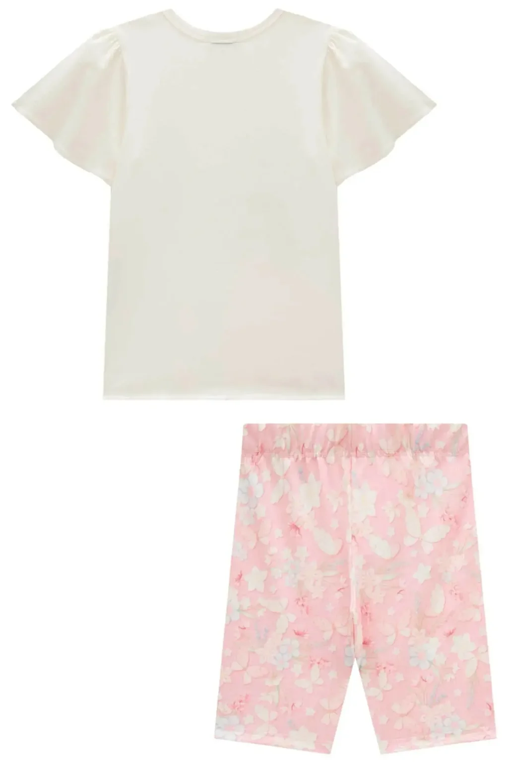 Conjunto de Blusa Alongada em Cotton e Bermuda Biker em Malha Power Pequenalau